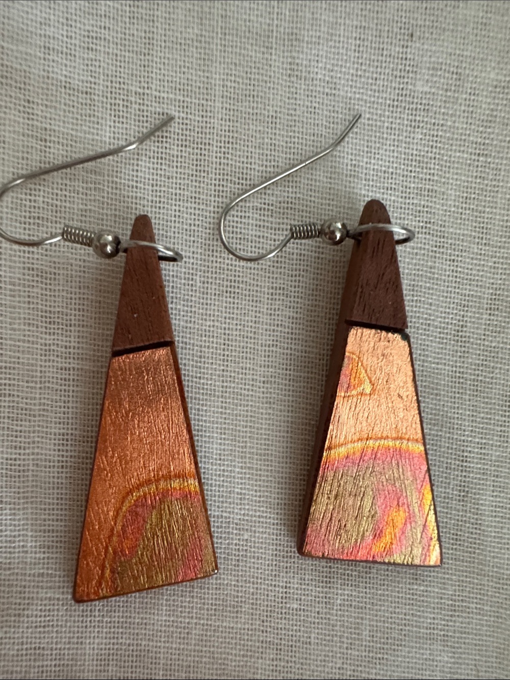 Fun -Wood and Coppery Earrings